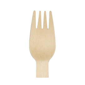 Fourchette en Bois Jetable Emballée 16cm (25 Utés)