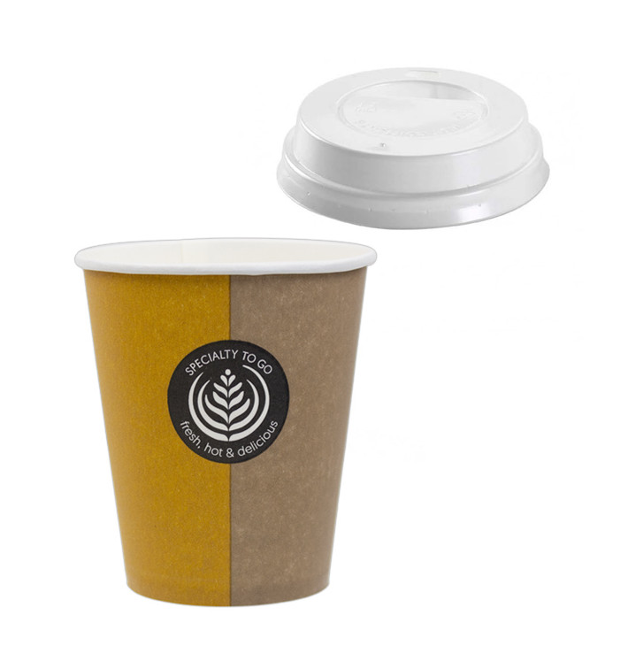 Gobelet Carton 6oz/180ml "Specialty"+ Couvercles Ø7,0cm (1.000 Utés) Gobelet Carton 6oz/180ml "Specialty"+ Couvercles Ø7,0cm (1.000 Utés)