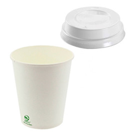 Gobelet Carton 6oz/180ml Blanc + Couvercle Ø7,0cm (1.000 Utés)