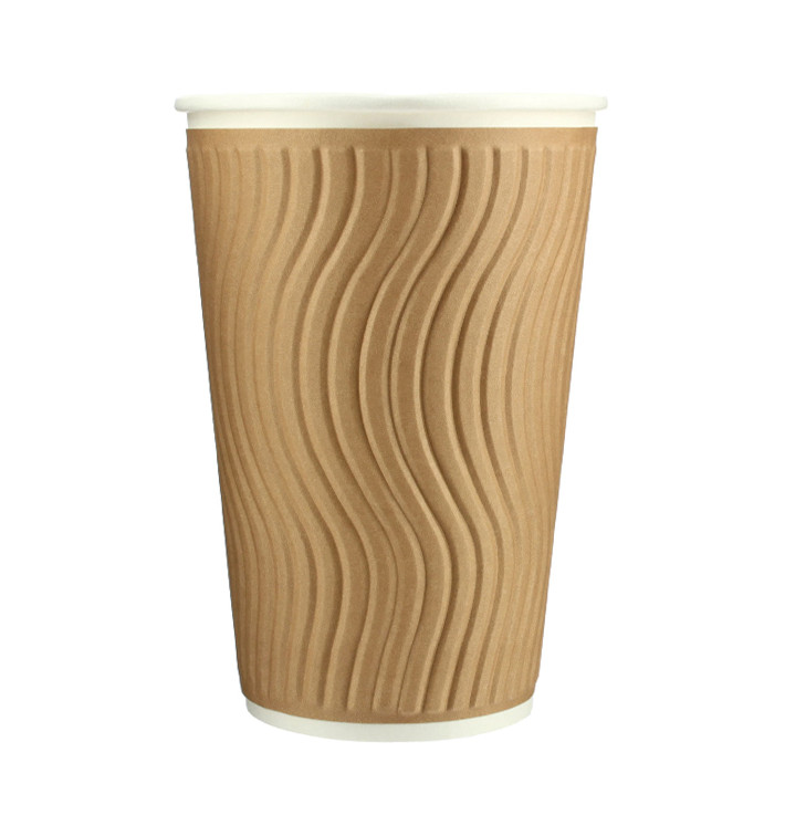 Gobelet Carton 16Oz/495ml Ondulé Kraft Ø9,0cm (620 Utés) Gobelet Carton 16Oz/495ml Ondulé Kraft Ø9,0cm (620 Utés)