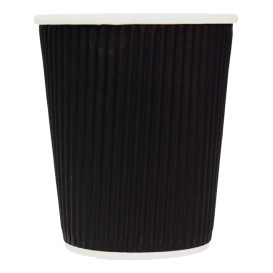 Gobelet Carton 8Oz/250ml Ondulé Noir Ø8cm (500 Unités)