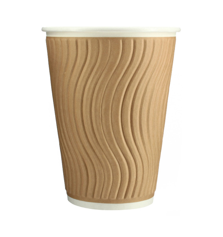 Gobelet Carton 12Oz/360ml Ondulé Kraft Ø9,0cm (37 Utés) Gobelet Carton 12Oz/360ml Ondulé Kraft Ø9,0cm (37 Utés)