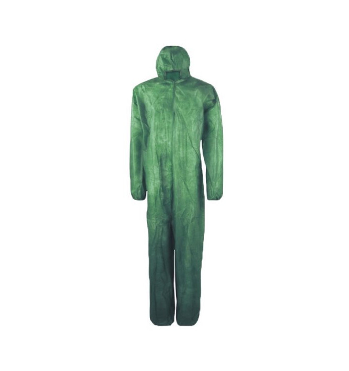 Combinaison TNT PP Capuche et Fermeture Eclair Taille XXL Vert (50 Utés)