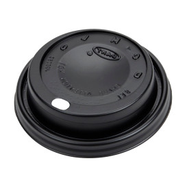 Couvercle Noir avec passage Gobelet Carton Ø8,1cm (100 Unités)
