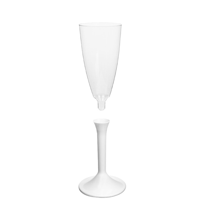 Flûte Champagne Plastique Pied Blanc 120ml 2P (20 Utés) Flûte Champagne Plastique Pied Blanc 120ml 2P (20 Utés)