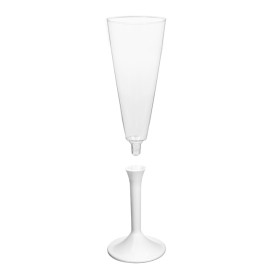 Flûte Champagne Plastique Pied Blanc 160ml 2P (20 Utés)