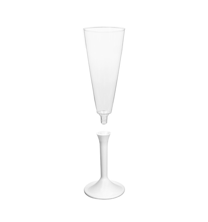 Flûte Champagne Plastique Pied Blanc 160ml 2P (20 Utés) Flûte Champagne Plastique Pied Blanc 160ml 2P (20 Utés)