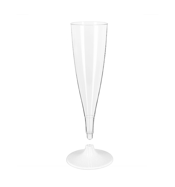Flûte Champagne Plastique PS Réutilisable Pied Blanc 140ml 2P (6 Utés) Flûte Champagne Plastique PS Réutilisable Pied Blanc 140ml 2P (6 Utés)