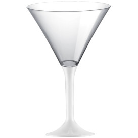 Flûte Plastique Cocktail Pied Blanc 185ml 2P (20 Utés)