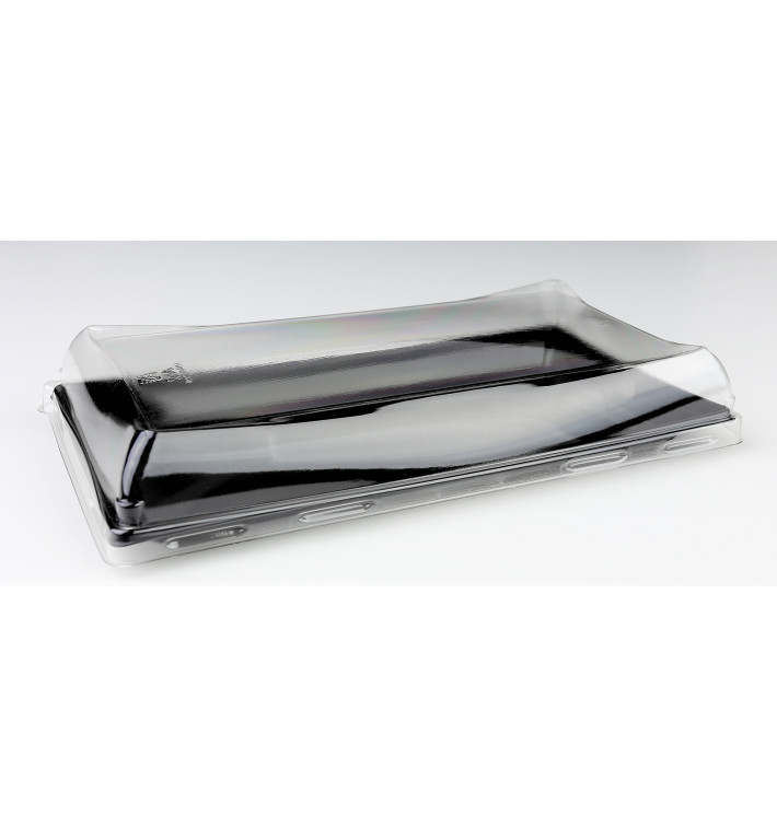 Plateau Plastique Noir avec Couvercle 12x16cm (300 Utés) Plateau Plastique Noir avec Couvercle 12x16cm (300 Utés)