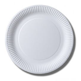 Assiette en Papier Biocoated Blanc Ø23cm (20 Unités)