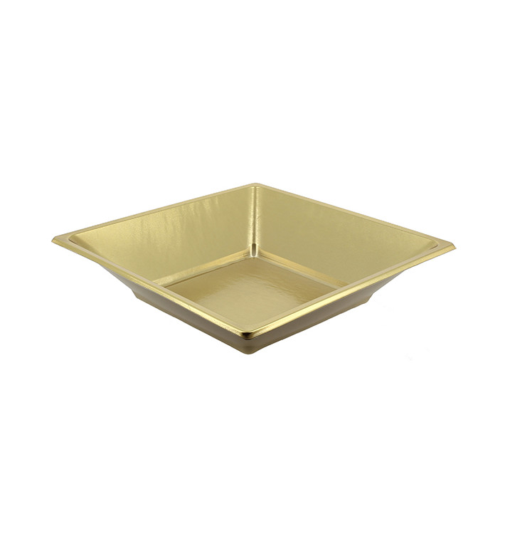 Assiette Plastique Carrée Creuse Dore 180mm (300 Utés)