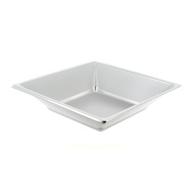 Assiette Plastique Carrée Creuse Argenté 180mm (25 Utés)