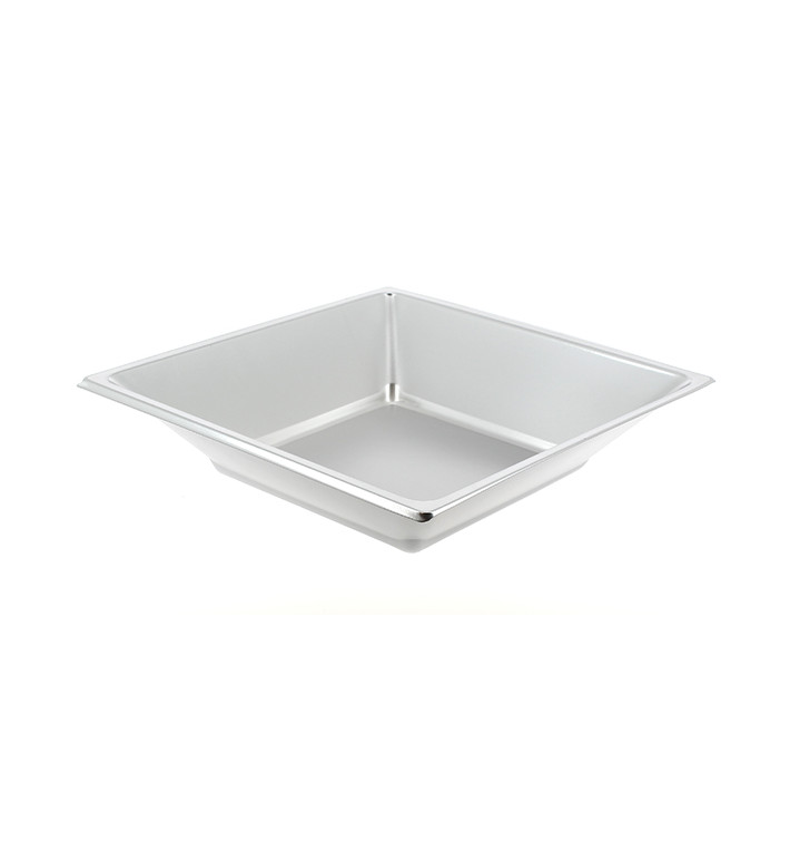 Assiette Plastique Carrée Creuse Argenté 180mm (750 Utés) Assiette Plastique Carrée Creuse Argenté 180mm (750 Utés)