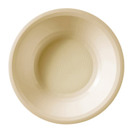 Assiette Plastique Réutilisable Creuse Crème PP Ø195mm (600 Utés)