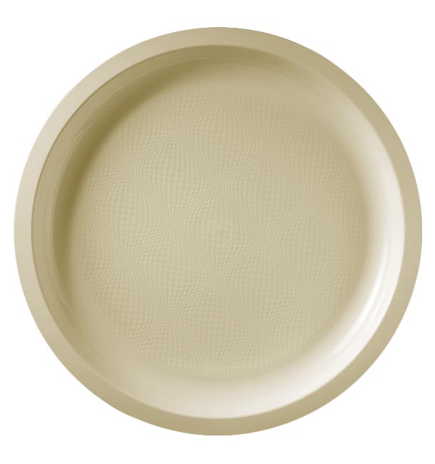 Assiette Dure Réutilisable Plate Beige PP 23cm (300 Utés)
