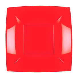 Assiette Plastique Réutilisable Creuse Rouge PP 180mm (300 Utés)