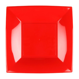 Assiette Plastique Réutilisable Plate Rouge PP 230mm (25 Utés)