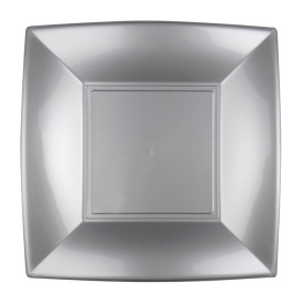Assiette Plastique Réutilisable Plate Gris PP 230mm (25 Utés)