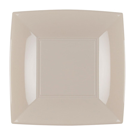 Assiette Plastique Réutilisable Plate Beige PP 180mm (25 Utés)