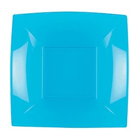 Assiette Plastique Réutilisable Creuse Turquoise PP 180mm (25 Utés)