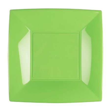 Assiette Plastique Réutilisable Plate Vert citron PP 180mm (25 Utés)