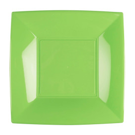 Assiette Plastique Réutilisable Plate Vert Citron PP 230mm (25 Utés)