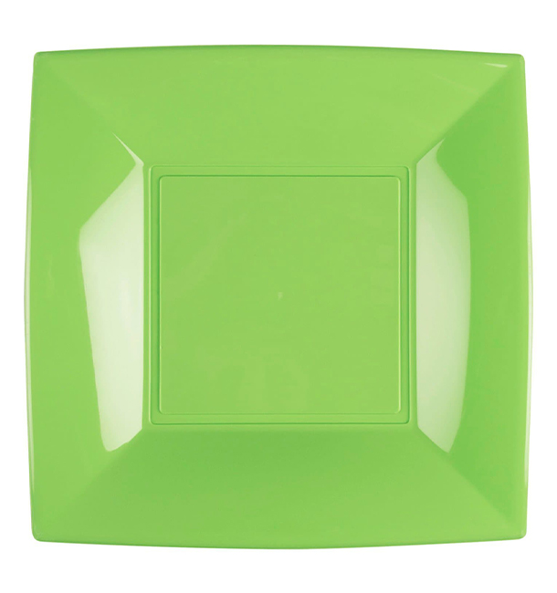 Assiette Plastique Réutilisable Plate Vert Citron PP 230mm (300 Utés)