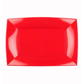 Plateau Plastique Rouge Nice PP 280x190mm (12 Utés)