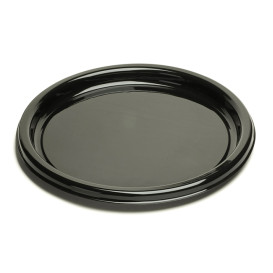 Plateau en Plastique Rond Noir 46 cm (10 Utés)