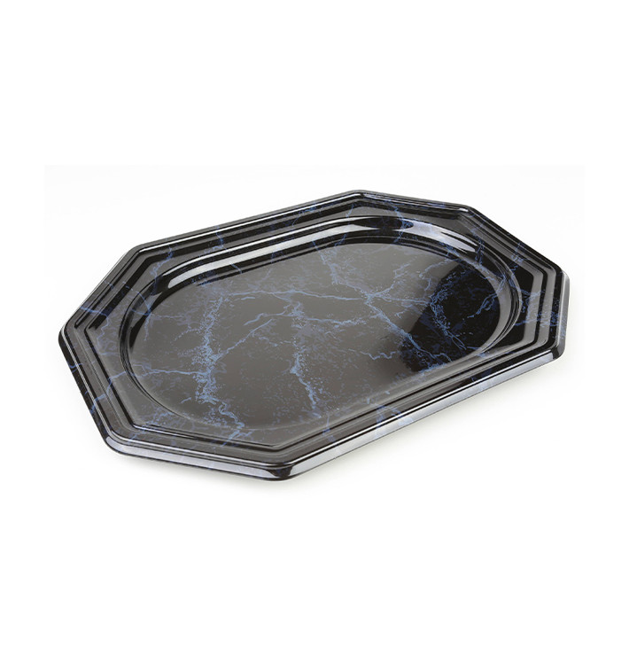 Plateau en Plastique Octogonal Marbré 27x19 cm (5 Utés) Plateau en Plastique Octogonal Marbré 27x19 cm (5 Utés)