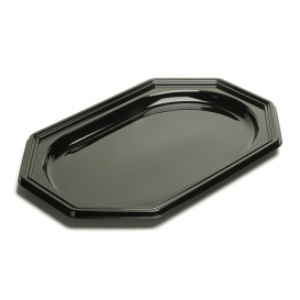 Plateau en Plastique Octogonal Noir 27x19 cm (50 Utés)