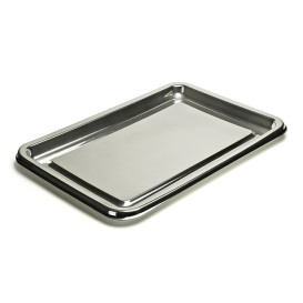 Plateau Plastique Rectangulaire Argenté 46x30 cm (5 Utés)