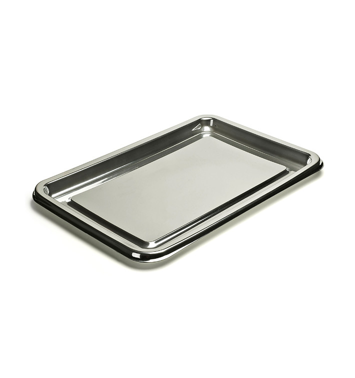 Plateau Plastique Rectangulaire Argenté 46x30 cm (5 Utés) Plateau Plastique Rectangulaire Argenté 46x30 cm (5 Utés)