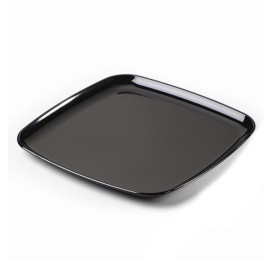 Plateau carré en plastique dur Noir 27x27 cm (25 Utés)