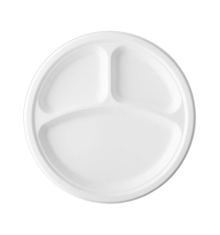 Assiette Bio en Canne à Sucre 3C Blanc Ø260mm (50 Unités) Assiette Bio en Canne à Sucre 3C Blanc Ø260mm (50 Unités)