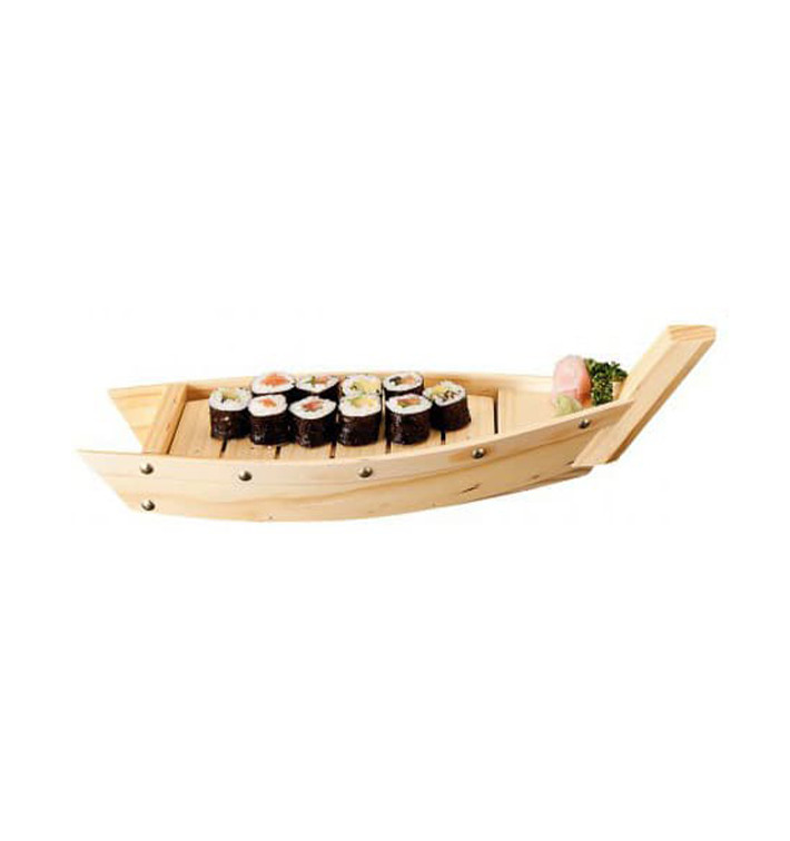 Bateau en Bois pour Sushi 44x13x11cm (1 Uté.) Bateau en Bois pour Sushi 44x13x11cm (1 Uté.)