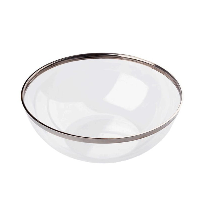 Bol PS Cristal Dur Liseré Argent 3500ml Ø27cm (4 Utés) Bol PS Cristal Dur Liseré Argent 3500ml Ø27cm (4 Utés)