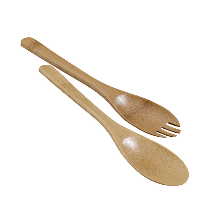 Cuillère et Fourchette Bambou pour Salade 25cm (1 Uté) Cuillère et Fourchette Bambou pour Salade 25cm (1 Uté)