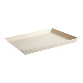 Plateau rectangulaire jetable en bois couleur naturelle 26.5x21.5x2cm - Lot  de 50 - Vaiselle jetable