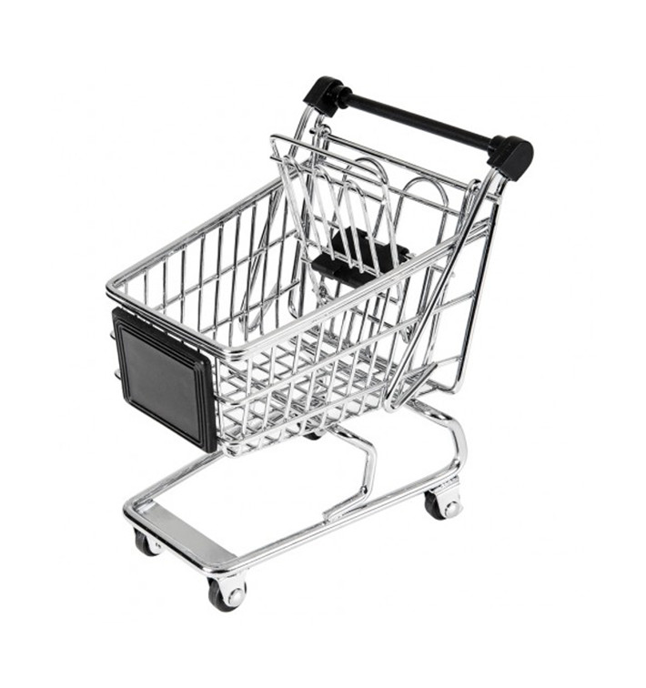 Mini Caddie De Supermarche Acier Inox 13x13 5x9cm 6 Utes
