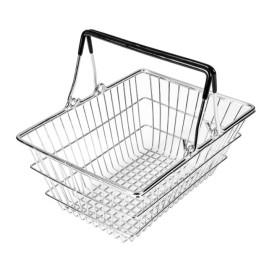 Mini Panier de Supermarché Acier Inox. 18,5x13,5x9cm(6 Utés)