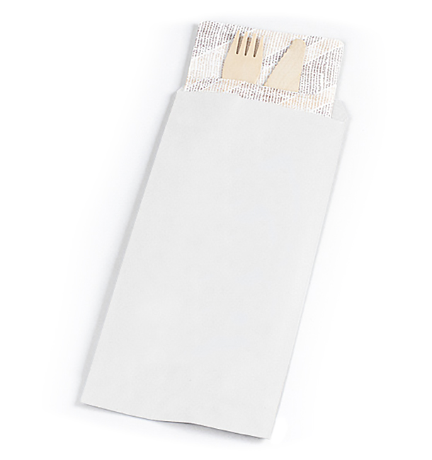 Enveloppe Porte-Couverts Blanc 9x24cm (125 Utés)