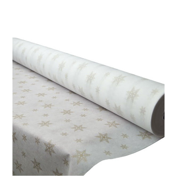 Nappe Rouleau PP Non Tissé Blanc "Etoiles" Or 1,2x48m 50g (6 Utés) Nappe Rouleau PP Non Tissé Blanc "Etoiles" Or 1,2x48m 50g (6 Utés)