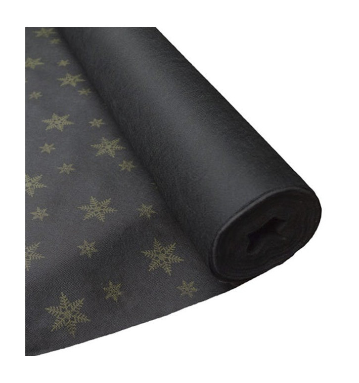 Nappe Rouleau PP Non Tissé Noir "Étoiles" Or 1,2x50m 50g (1 Uté) Nappe Rouleau PP Non Tissé Noir "Étoiles" Or 1,2x50m 50g (1 Uté)
