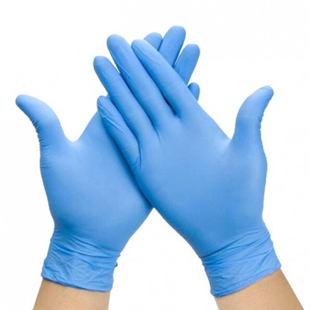 Taille L) 100 paquets de gants jetables en nitrile, bleus, gants