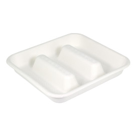 Plateau pour Tacos en Canne à Sucre Blanc 18,5x18,5cm (300 Utés)