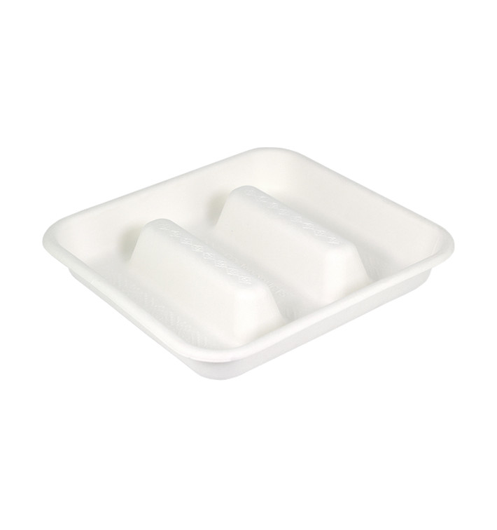 Plateau pour Tacos en Canne à Sucre Blanc 18,5x18,5cm (300 Utés)