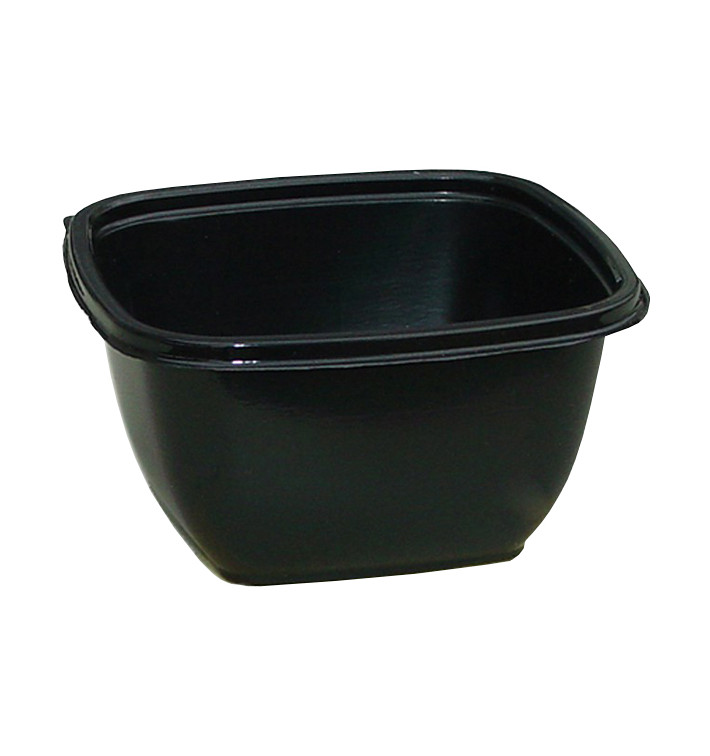 Bol en Plastique Carré Noir PET 500ml 125x125x70mm (50 Utés) Bol en Plastique Carré Noir PET 500ml 125x125x70mm (50 Utés)