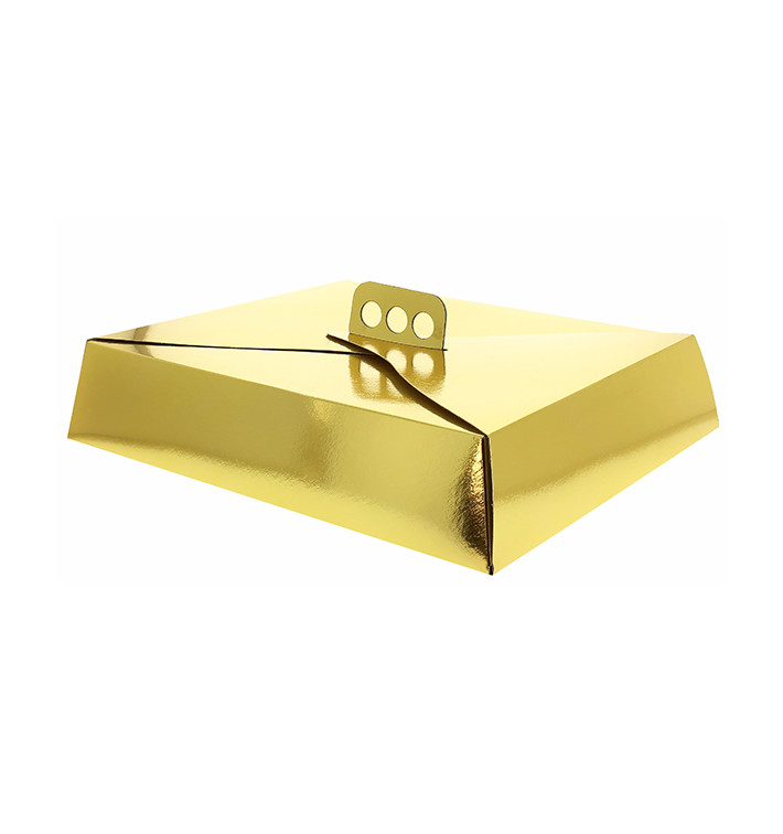 Boîte Carton Or métallisé pour Tarte 19x25x8 cm (100 Utés) Boîte Carton Or métallisé pour Tarte 19x25x8 cm (100 Utés)